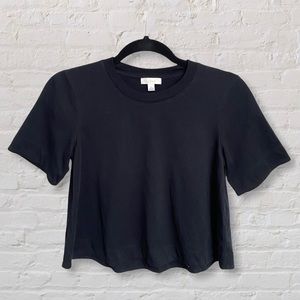 Wilfred Aritzia Black Cropped Boxy Crewneck Short Sleeve T-Shirt